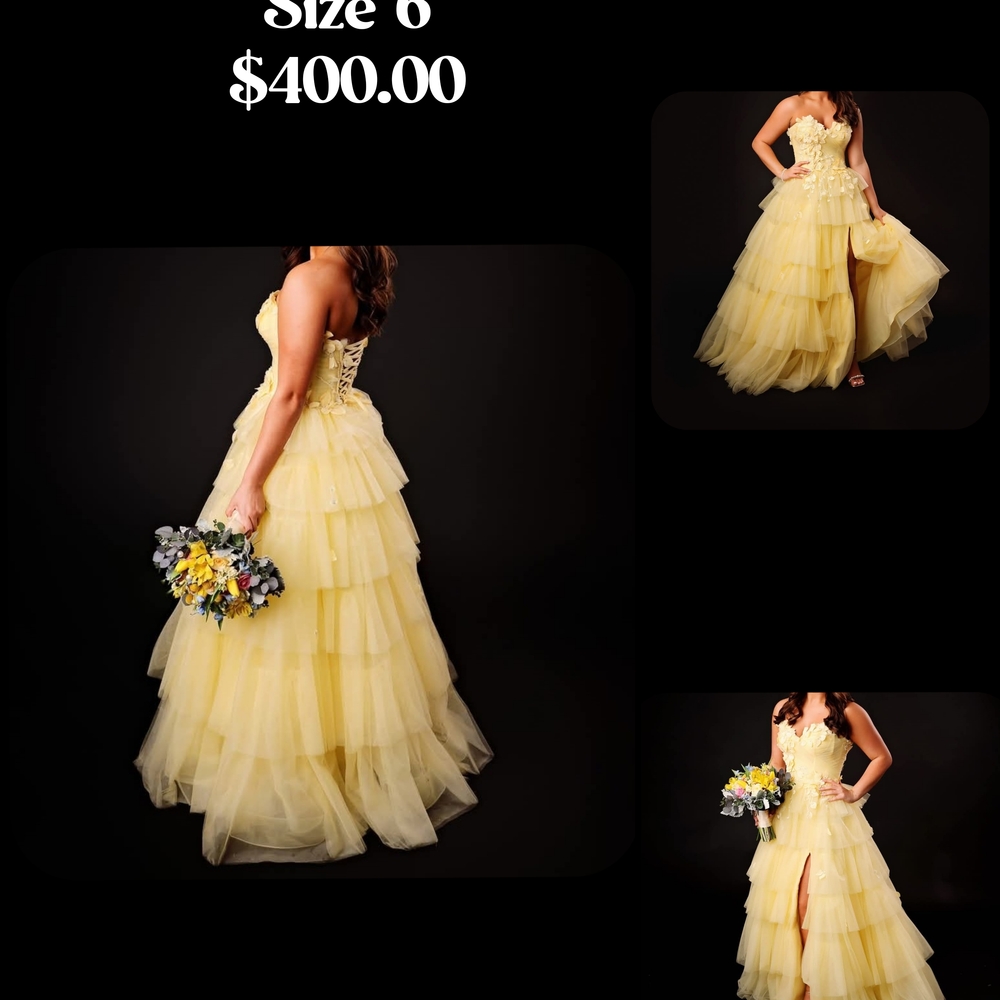 Elegant Yellow Strapless Gown